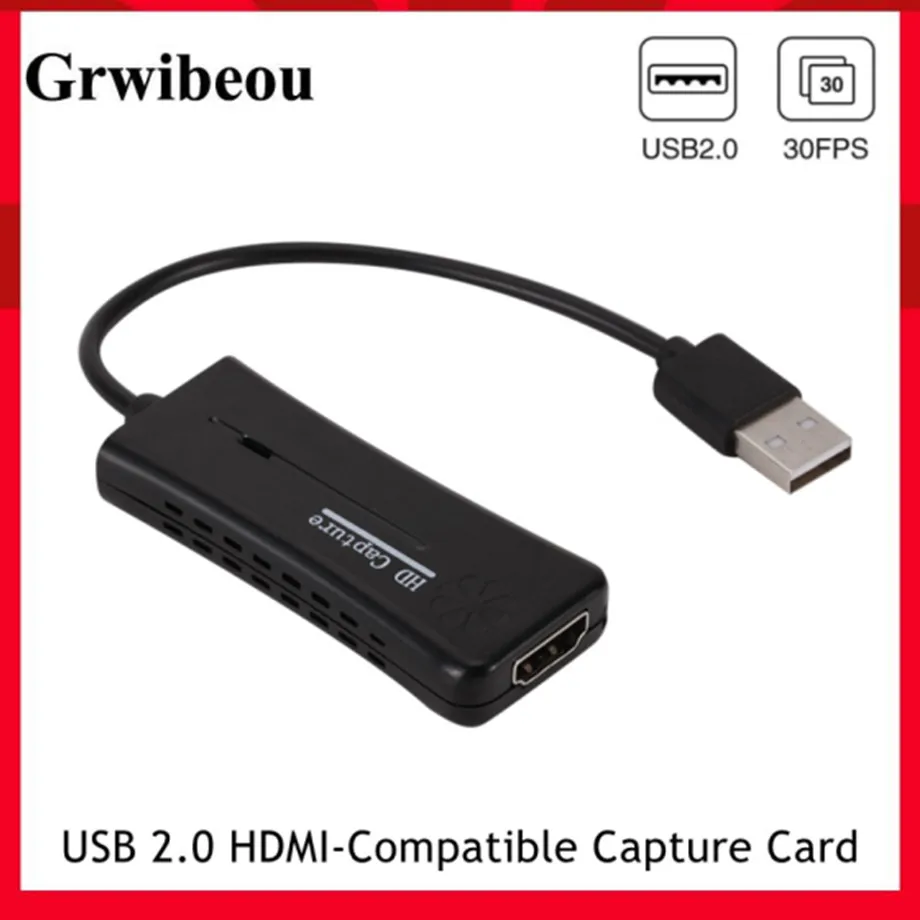 

Grwibeou 1080P USB 2.0 HDMI-Compatible Capture Card Video Grabber Record For PS4 Game DVD Camcorder Camera Recording Live Stream