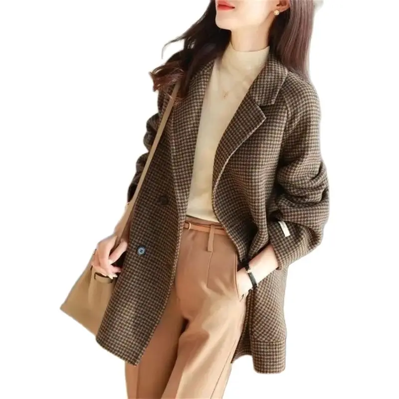 

Small Woolen Coat Women Trendy Autumn Winter 2021 New Mid-Length Popular Suit Loose Woolen Jacket Female M305