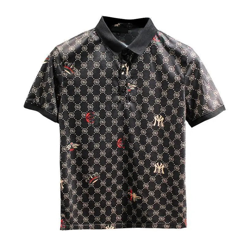 

Lapel T-shirt men's summer fashion short sleeve polo shirt fashion printing leads casual men's clothing