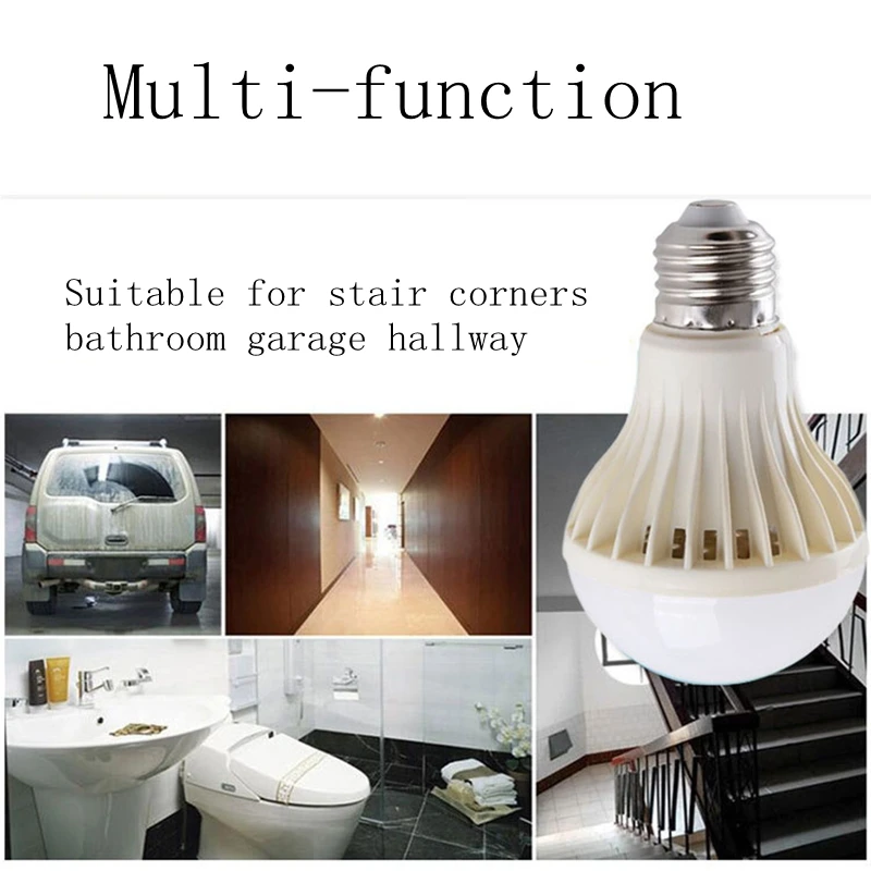 1 шт. светодиодные лампы 220 в E27 сенсор LED свет/звук движения и датчик света