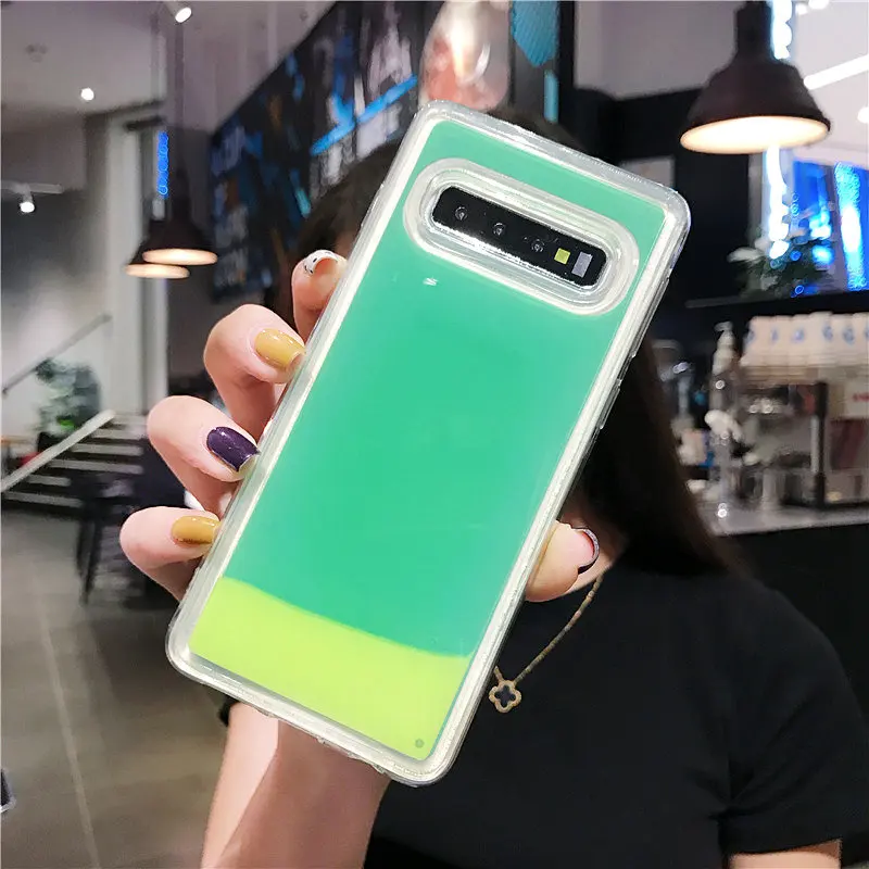 Светящийся чехол с неоновым песком для samsung Galaxy S8 S9 S10 Plus S10E Note 8 9 Note10 Pro + жидкий