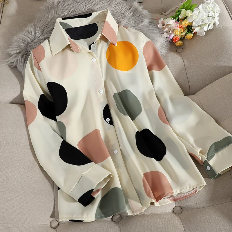 OCEANLOVE Chic Polka Dot Fashion Women Tops Long Sleeve 2020 Spring Chiffon Blouses Loose Print Casual Ins Ropa Mujer 13977 |