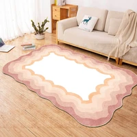 irregular shaped pink carpet modern minimalist gradient wave frame room rugs home decor girl room soft floor mat bedside carpets