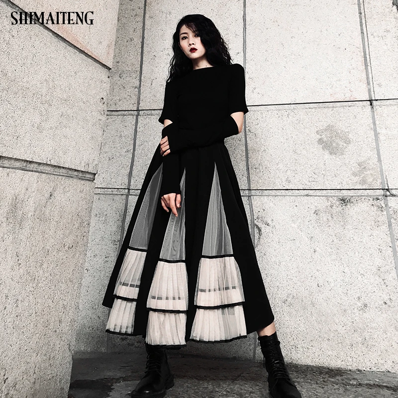 Новая модная шифоновая Асимметричная юбка с высокой талией для женщин Harajuku миди