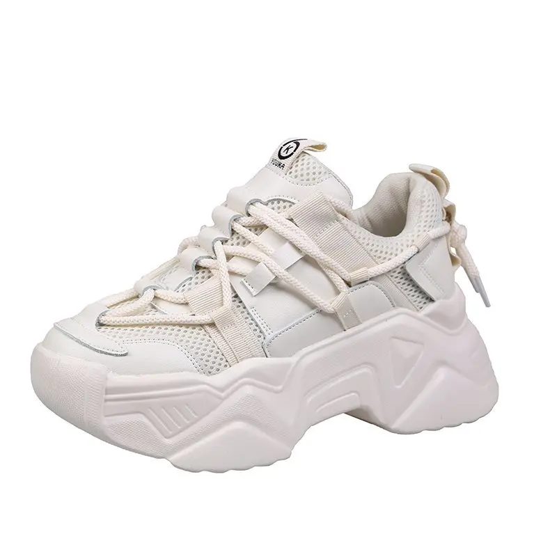 

2021 Summer Women Chunky Sneakers Ulzzang Designers Fashion Vulcanized Shoes Mesh Breathable Casual Shoes Woman Platform Sneaker