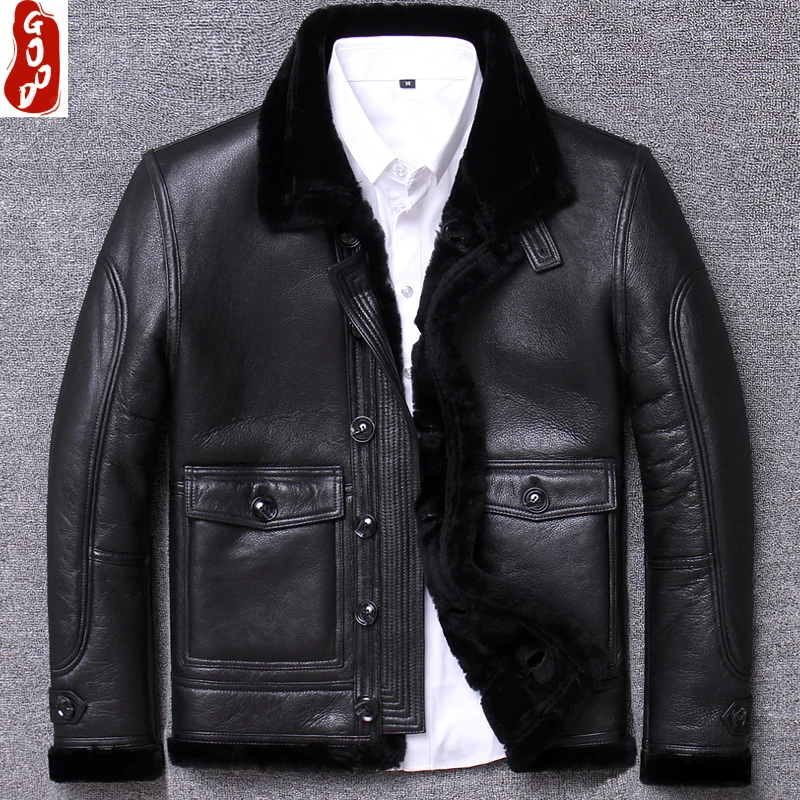 

Real Fur Coat Men Winter Coats Clothes 2021 Streetwear Moto Biker Sheep Shearling Jacket Man Real Leather Coat Hiver M803