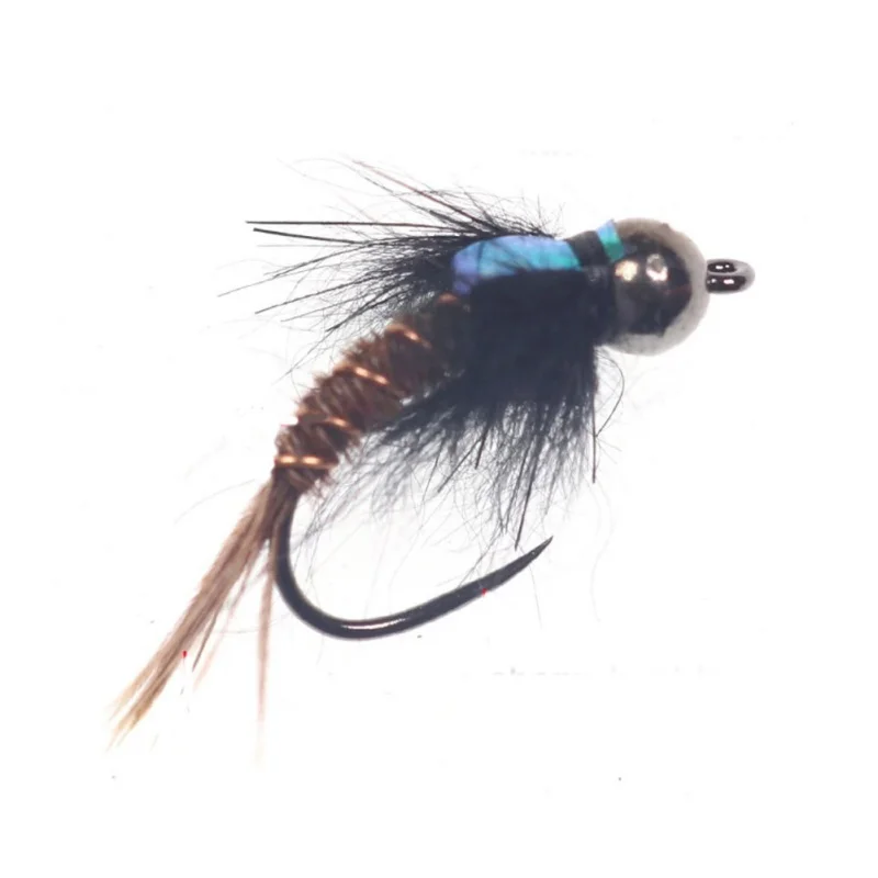 

Sport 6PCS Copper Bead Head Lure Nymph Flies Trout Fishing Bait Single Metal Barbed Hook Insect Fishing Fly Lure Kits Tackle