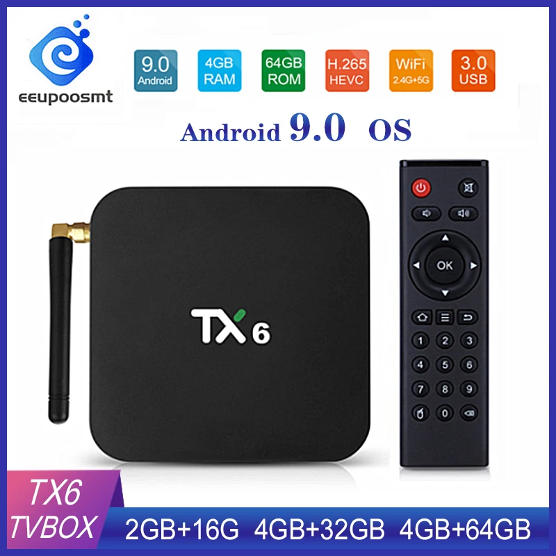 ТВ приставка Tanix TX6 Android 9 0 4 + 64 ГБ ядра 2 4/5 ГГц Wi Fi|ТВ-приставки и медиаплееры| |