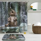 Забавная Водонепроницаемая занавеска для душа в виде слона, кота, тигра, лошади, с 3d принтом