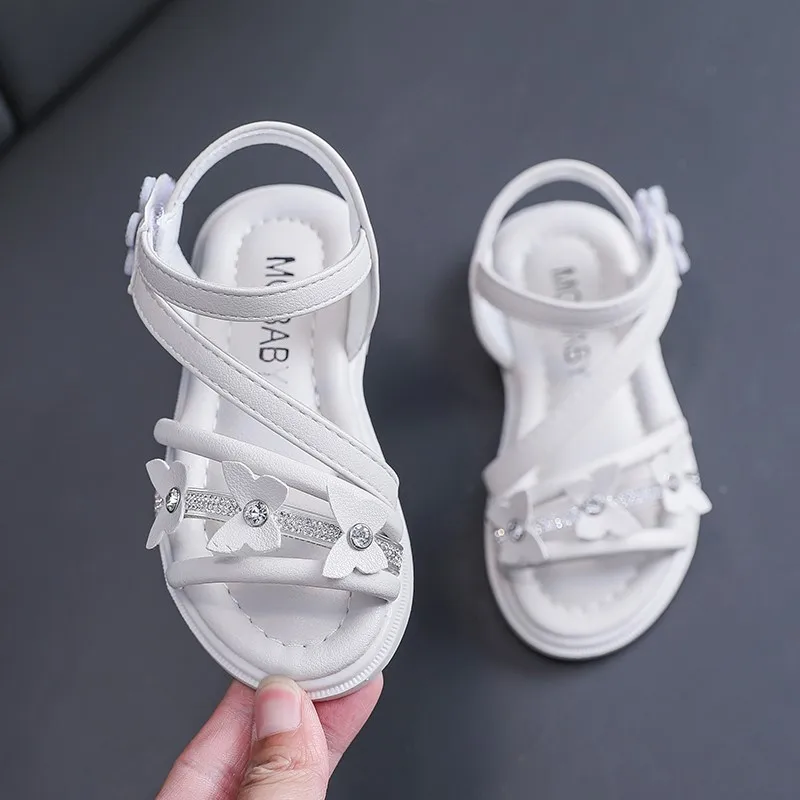 Сандалии детские резиновые с бабочками босоножки из искусственной кожи для