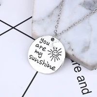 trend round sun necklace letter you are my sunshine pendant sunny pendantsnecklaces valentines day gift unisex dropshipping