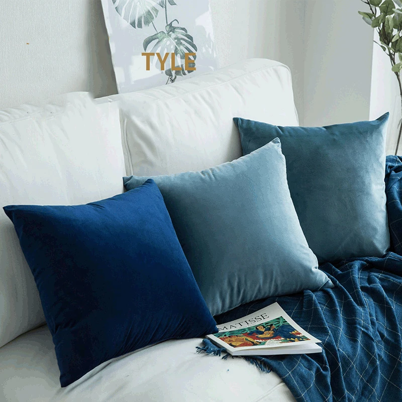 Бархатный Чехол для подушки декоративный чехол синий желтый черный серый цвета