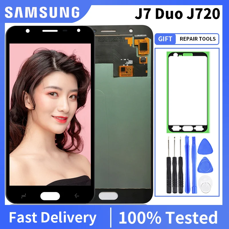

100% Tested For Samsung Galaxy J7 Duo 2018 J720 J720F Display Touch Screen Digitizer Assembly For SM-J720F SM-J720M LCD