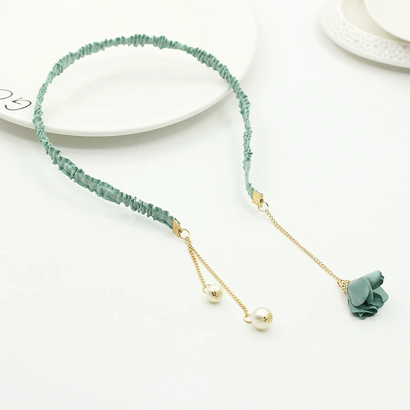 Green Pearl Красочные со стразами повязка для волос для женщин качественные металлические ободок для волос круг женские аксессуары для повязки на голову - Цвет: Green Pearl