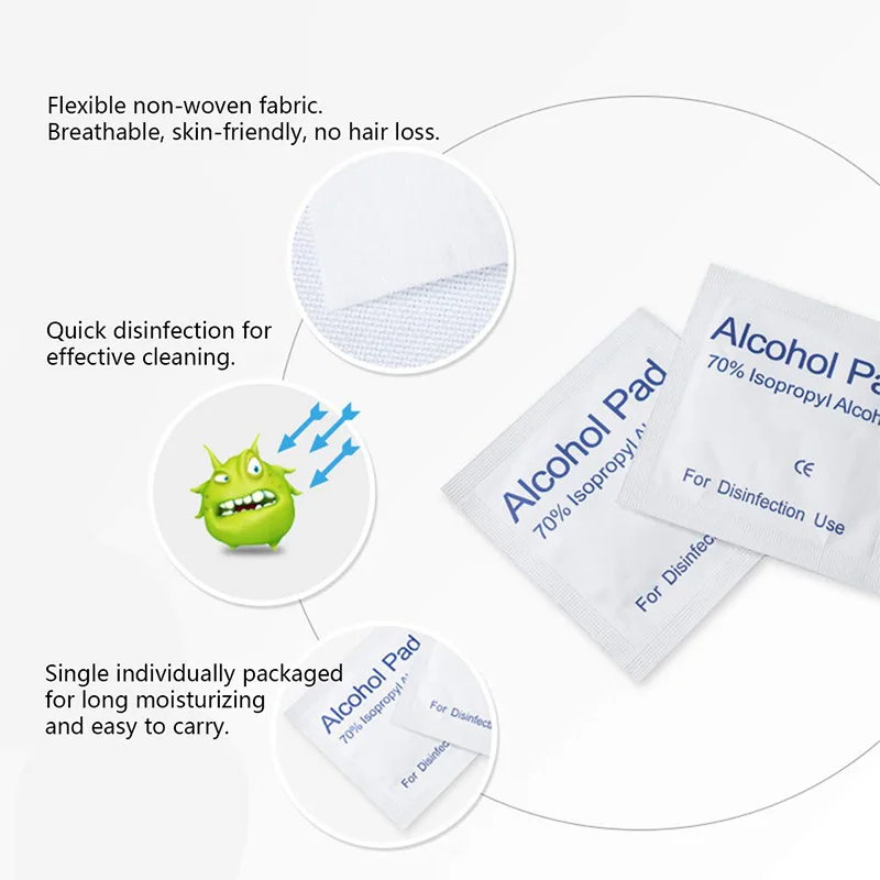 1000 шт. алкоголь влажные салфетки Одноразовые дезинфекции преп замены Pad