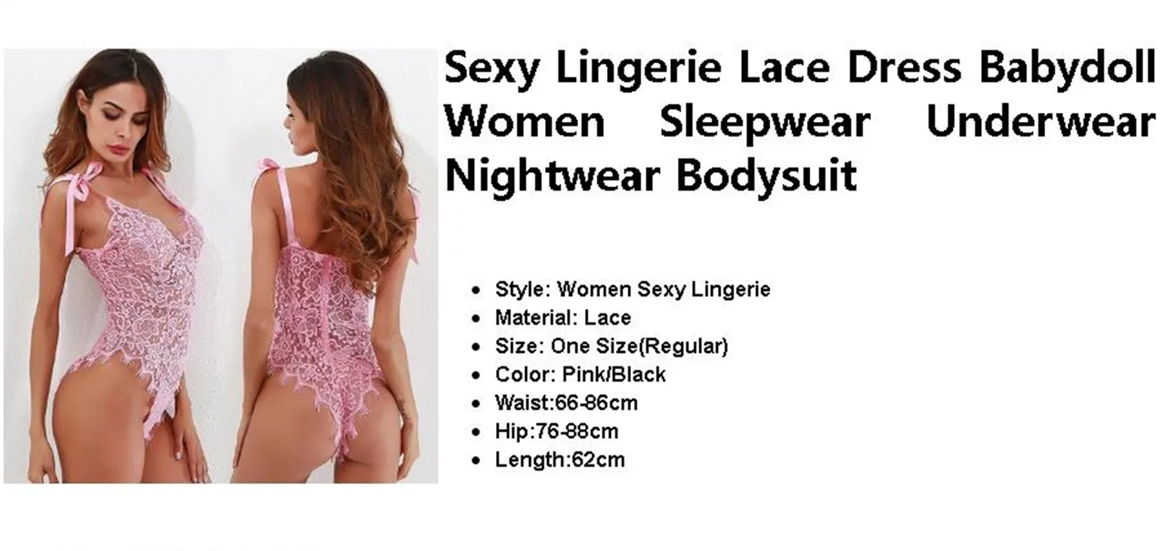 

Goocheer New Arrival Sexy Hot Lace See Through V Neck Sleeveless Babydoll Women Sleepwear Nightwear Bodysuit