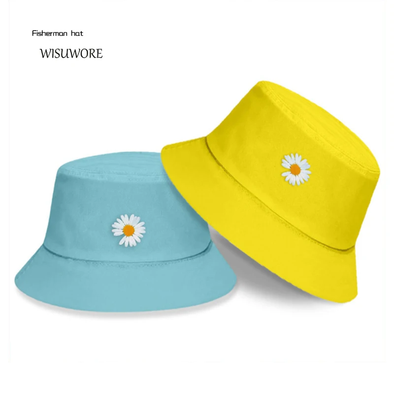 

New Bucket Hat Little Daisy Panama Fisherman Hat Japanese-style Fashion Cotton Beach Student Couples Summer Sun Visor Hat