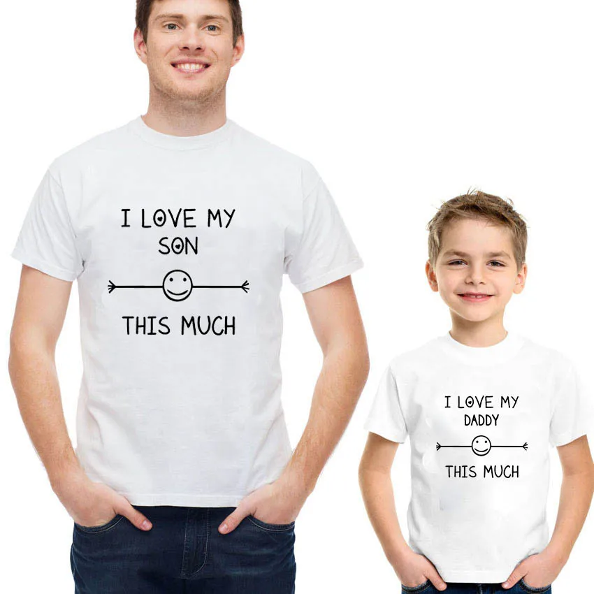 1 шт. летняя мужская футболка детская одежда надпись I LOVE MY Dad/сын|Сочетающаяся для