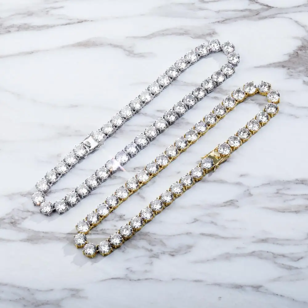 10 мм Iced AAA Циркон 1 ряд теннисная цепочка ожерелье хип-хоп модные ювелирные