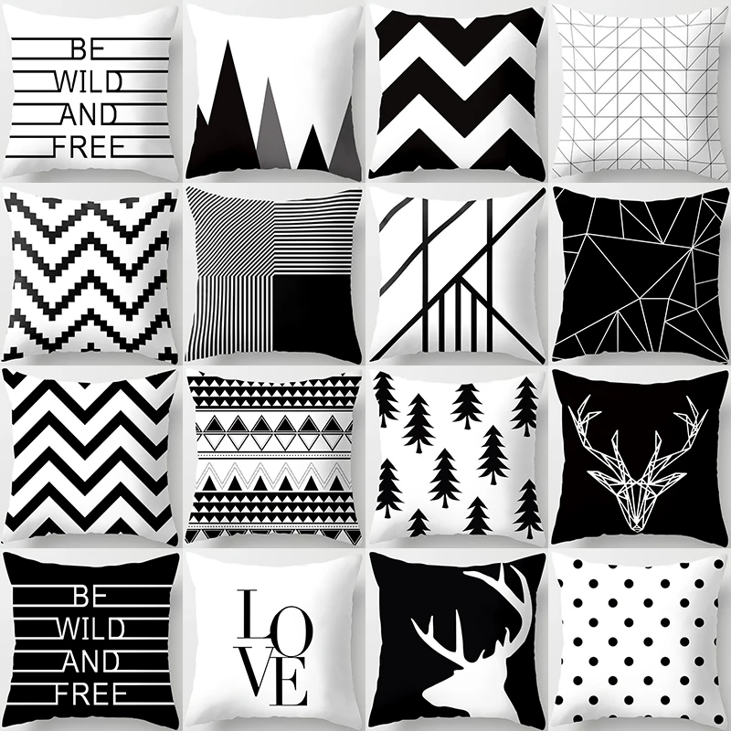 Чехол для подушки "Черно-белое покрытие для праздничного украшения дома мягкой декорации на вечеринку DIY аксессуары".