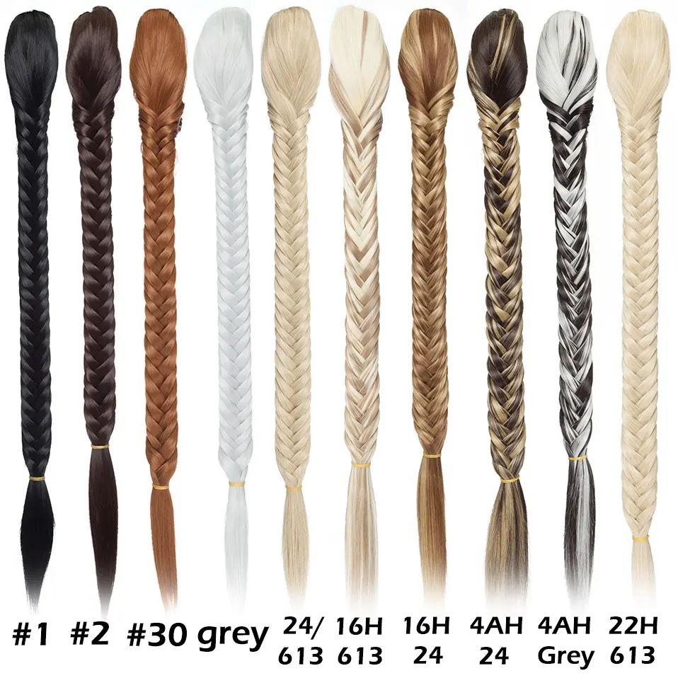 

Snoilite 20inch Long Fishtail Braids Hair Extensions Ponytail hair synthetic claw clip in braiding ponytail hairpiece for women