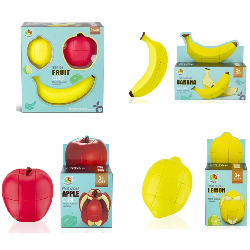 

1Set Apples/Lemon/Banana Cube Brain Developmental Toy Pegged Puzzles 3D Fruit Cube Crawling Educational Fingertip Toy