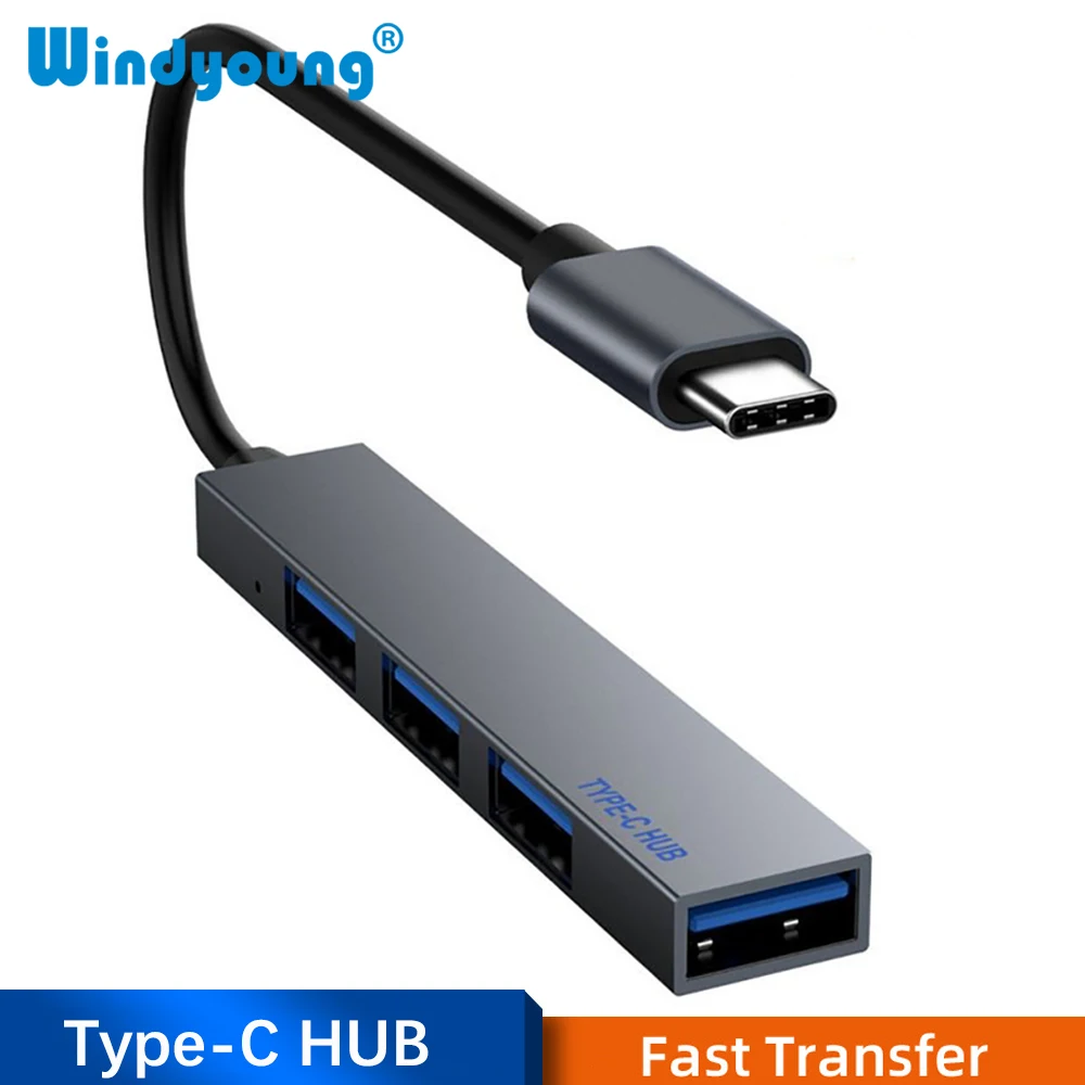 

Эспандер с портом USB Type-C на USB, Мини Ультратонкий Портативный 4-портовый концентратор USB 2,0, конвертер OTG, адаптер для MacBook, ноутбука, планшета, к...