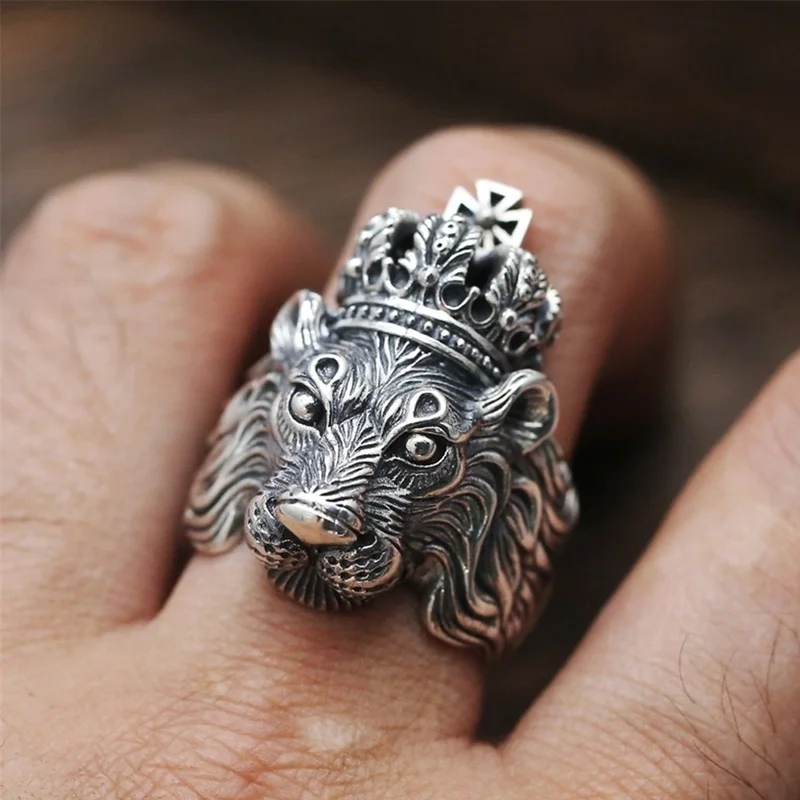 Кольцо в виде короли льва для мужчин и женщин винтажное ювелирное изделие из