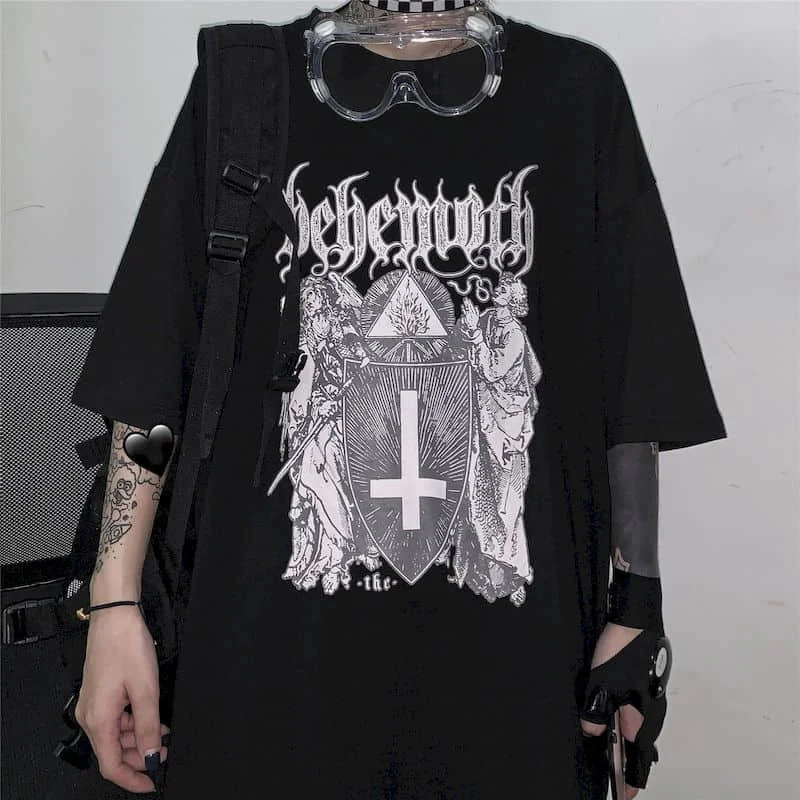 Футболка с коротким рукавом для мужчин и женщин свободная темная рубашка в стиле