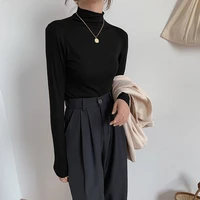 half high collar solid color bottomed shirt womens autumn and winter 2021 korean warm inner top simple