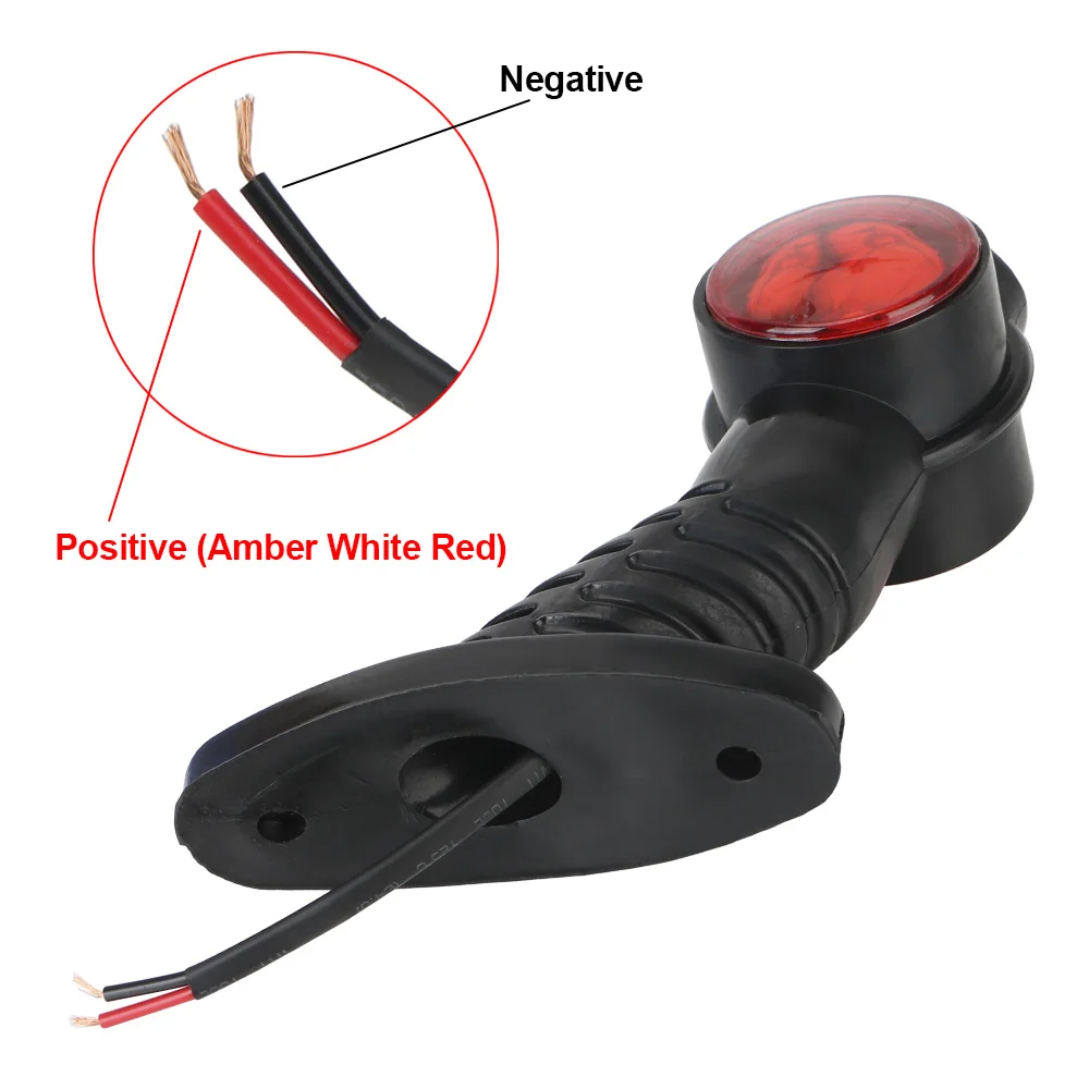 

Red Amber White 2pcs 24V LED Marker Side Light for Truck Trailer Caravan Elbow Outline External Light Waterproof