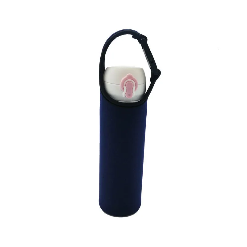 navy blue 420ml 420/550 мл портативные бутылки для воды с крышкой, переноска для путешествий, теплые теплоизоляционные бутылки для воды, сумки с веревкой, термос, чашки, сумки - Цвет: navy blue 420ml