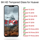 2 шт. Защитное стекло для телефона Huawei Y9 Y7 Y6 Y5 Y3 2019 HD закаленное стекло для телефона Переднее стекло для Huawei Y5 Y6 Y7 Prime 2018