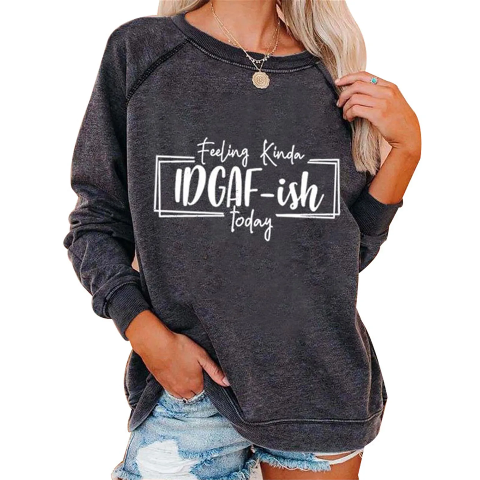 

Crew Neck Sweatshirts with Funny Sayings for Women Girl Fashionable Sweatshirts H9