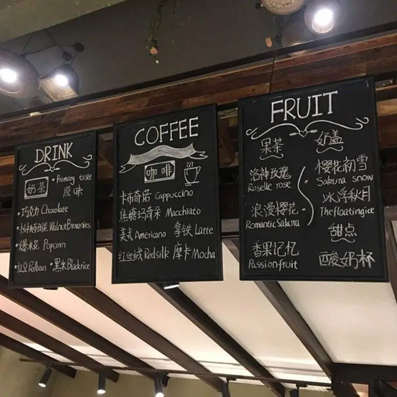 

Rectangle Hanging Wooden Message Blackboard Chalkboard Wordpad Advertising Board l29k