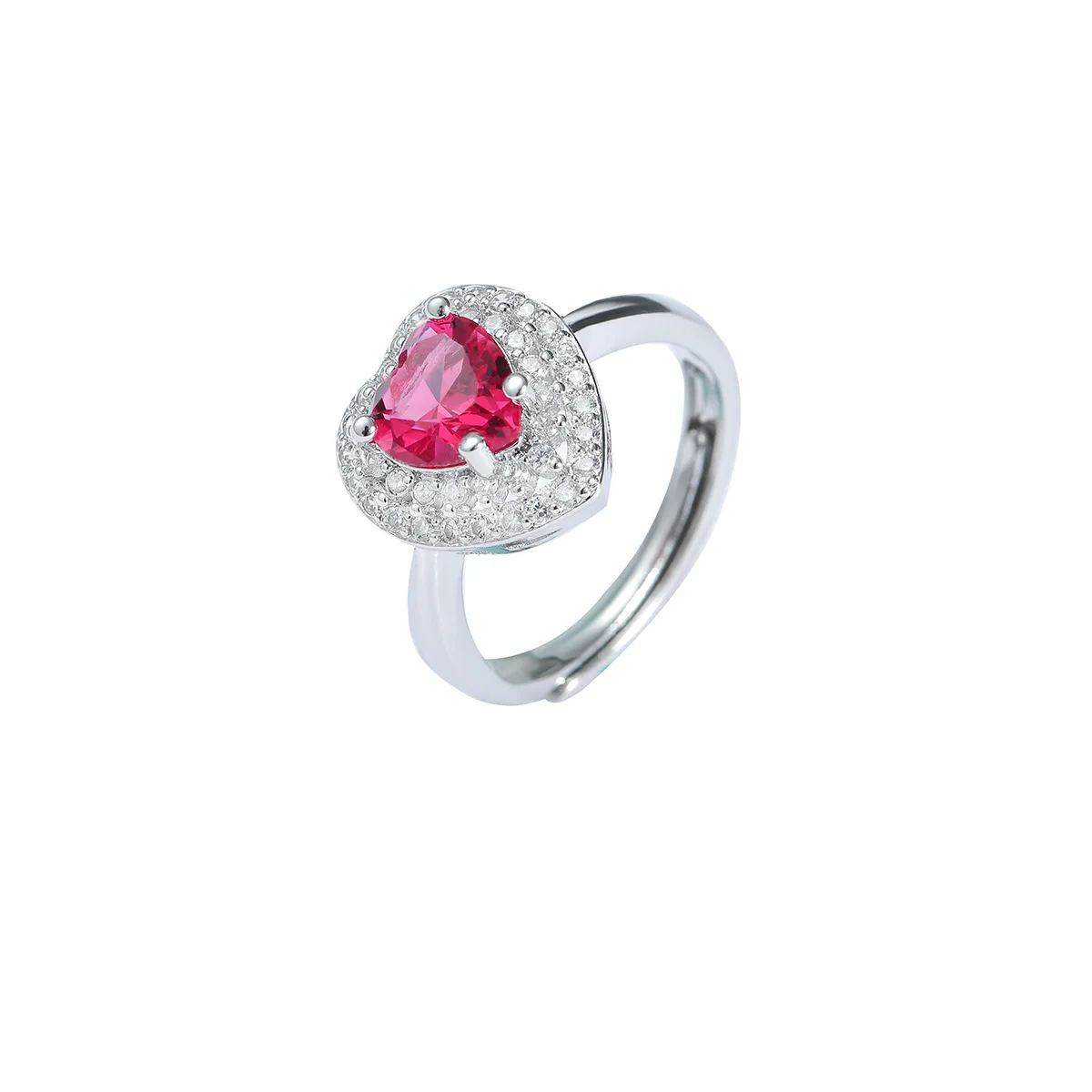 

New Style Shiny CZ Red Crystal Ring 2021 Korean Romantic Lady AAA Zircon Silver Plated Ring Elegant Bridal Wedding Party Jewelry