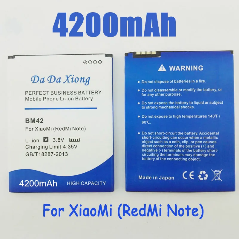 Новый аккумулятор BM42 большой емкости 4200 мАч для XiaoMi Redmi Hongmi Note 4G|battery for xiaomi|bm42