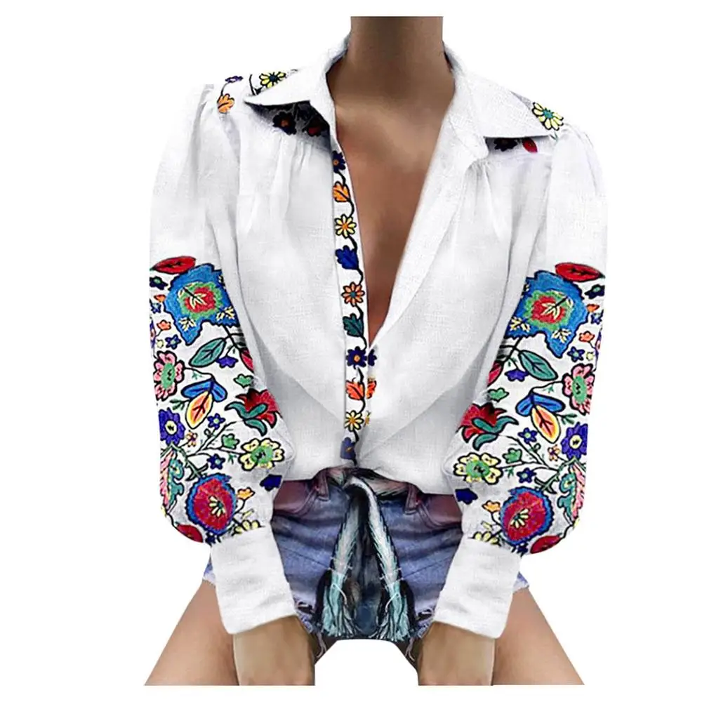 Женский топ модная пикантная рубашка на пуговицах с длинным рукавом и V образным