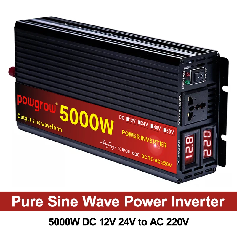 12V/24V 220V 2000/3000/4000W\5000W Pure Sine Wave Power Inverter Voltage transformer DC12V to AC Converter+2 LED Display | Обустройство