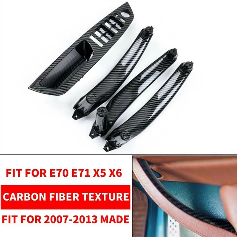 Car LHD Interior Carbon Fiber Style Door Handle Outer Cover Replacement For-BMW X5 X6 E70 E71 E72 2007-2013 | Автомобили и