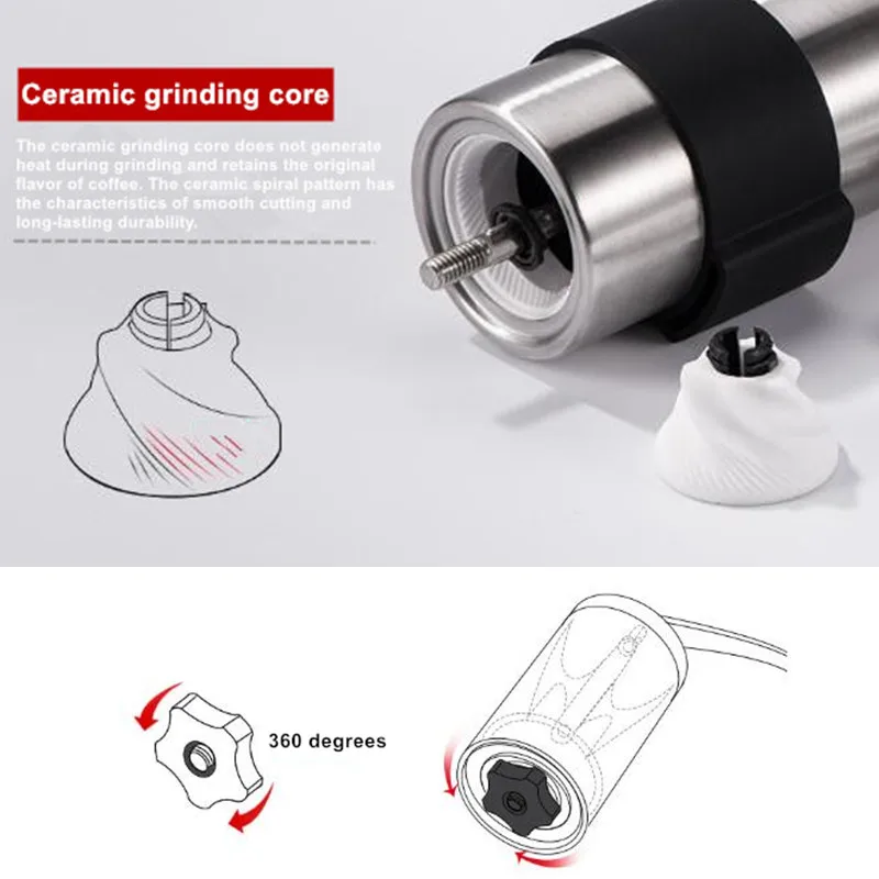 

Silver Coffee Grinder Mini Stainless Steel Hand Manual Handmade Coffee Bean Burr Grinders Mill Kitchen Tool Crocus Grinders