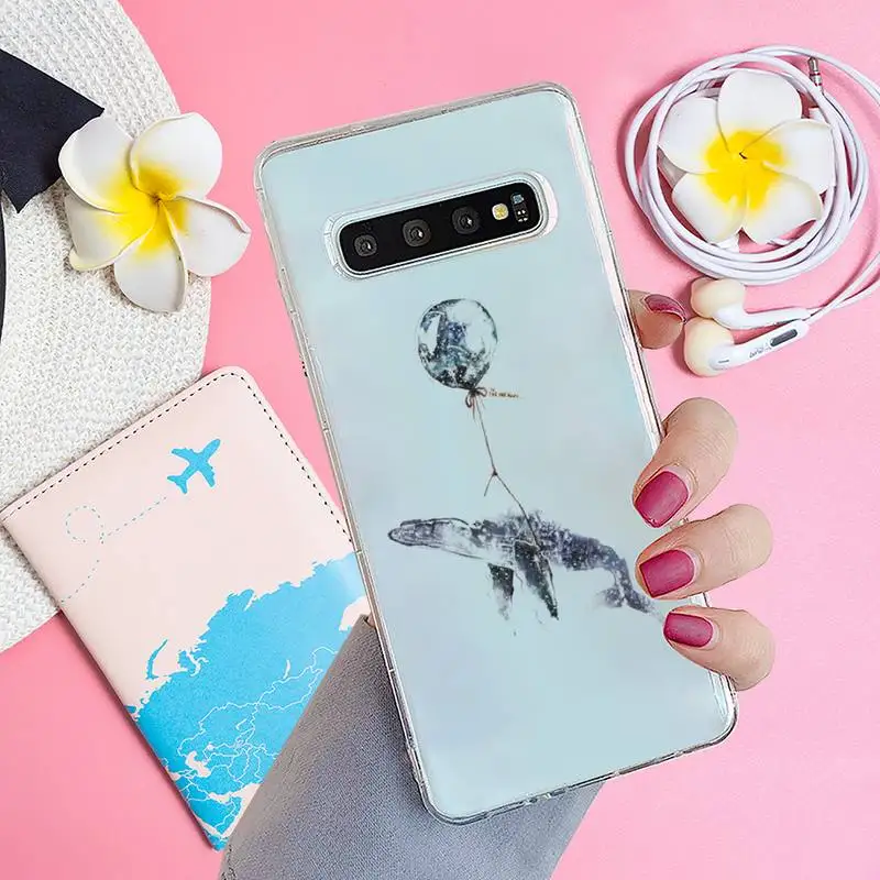 

Cute animal on balloon Phone Case Transparent for samsung A 21s 50 71 S 8 9 20 20fe note 10 20 ultra plus