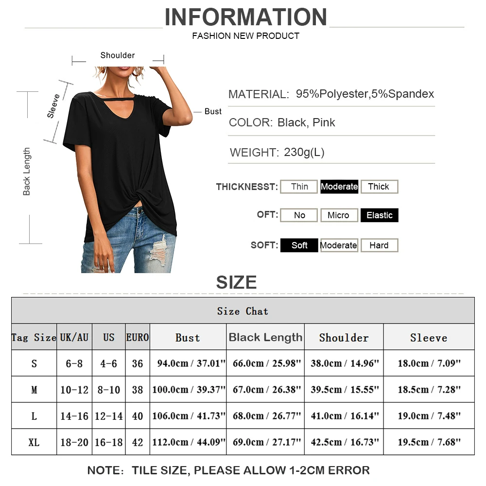

V Neck T Shirts Loose Twist Knot Tunic Tops Women Short Sleeve Casual V Neck Solid Harajuku Female Tees Shirt Basic Tops D30