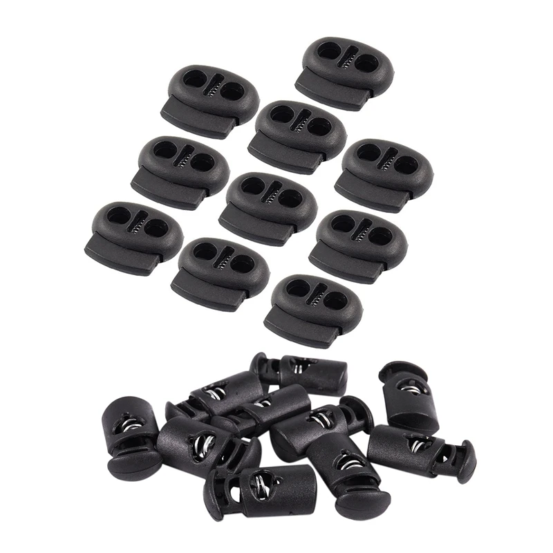 20 шт. отверстие фиксатор шнура Черный: 10 пружинный двойное для Замки и диаметр. 8