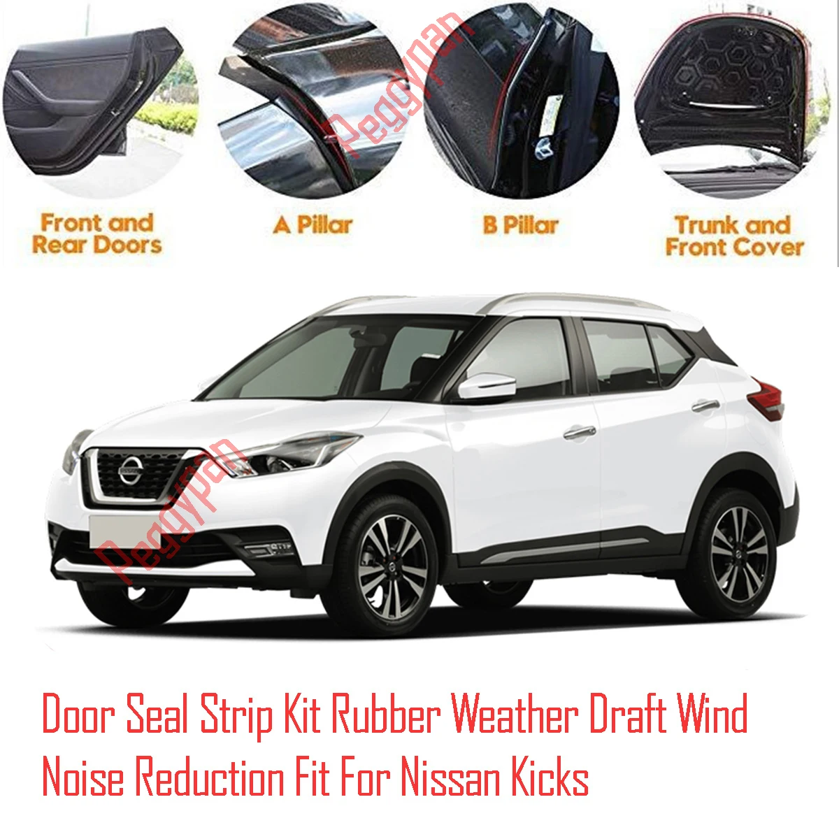 Door Seal Strip Kit Self Adhesive Window Engine Cover Soundproof Rubber Weather Draft Wind Noise Reduction Fit For Nissan Kicks