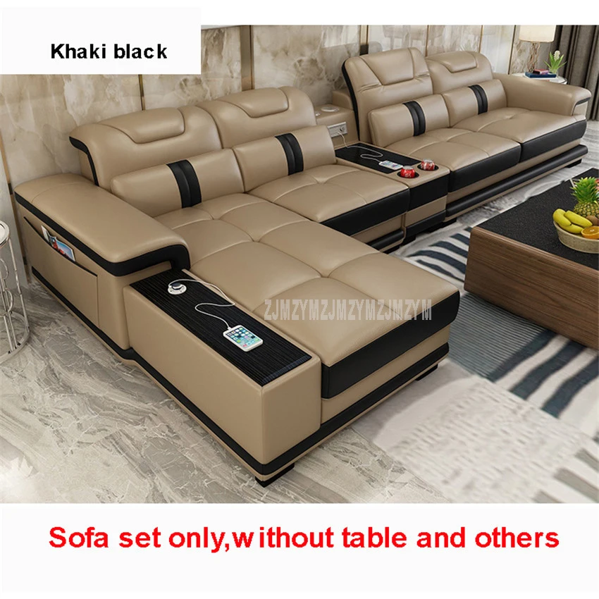 

Угловой диван из натуральной кожи, 1 комплект, 4-местный, первый слой, гостиная, с Bluetooth-динамиком, современная мебель для дома
