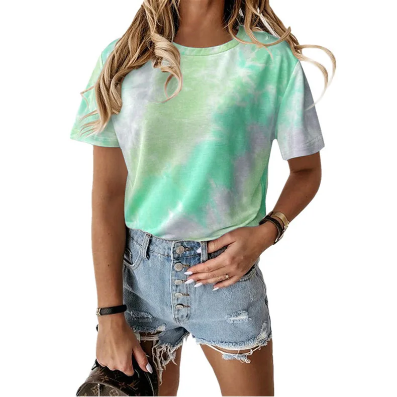 

colour print summer round neck short-sleeved female kawaii animal short-sleeved letters oversized Harajuku casual loose T-shirt