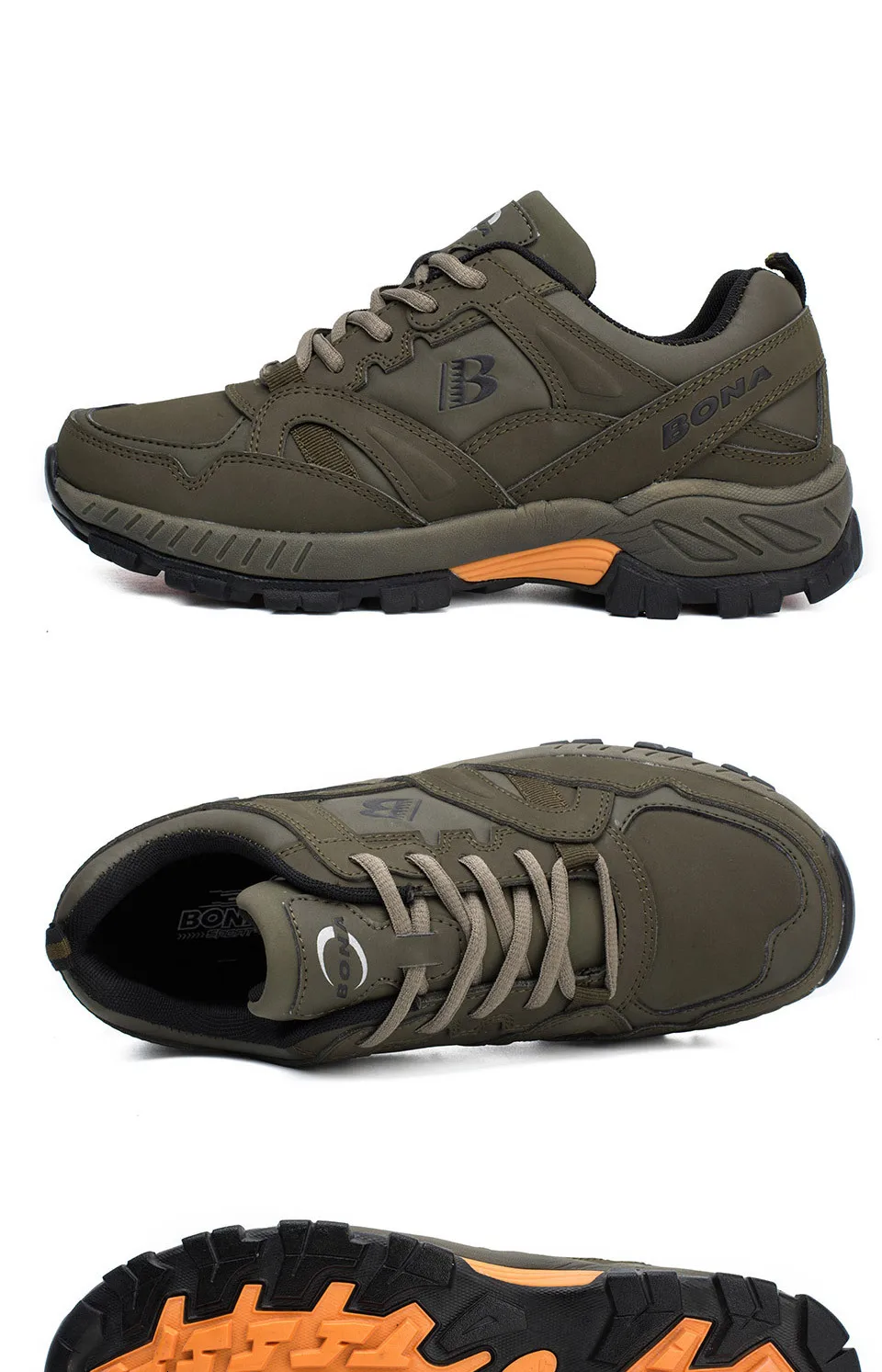 BONA Man Hiking Shoes Men Suede Breathable Lace Up Men Athletic Shoes Outdoor Jogging Sneakers Comfortable Soft Outdoor Sneakers