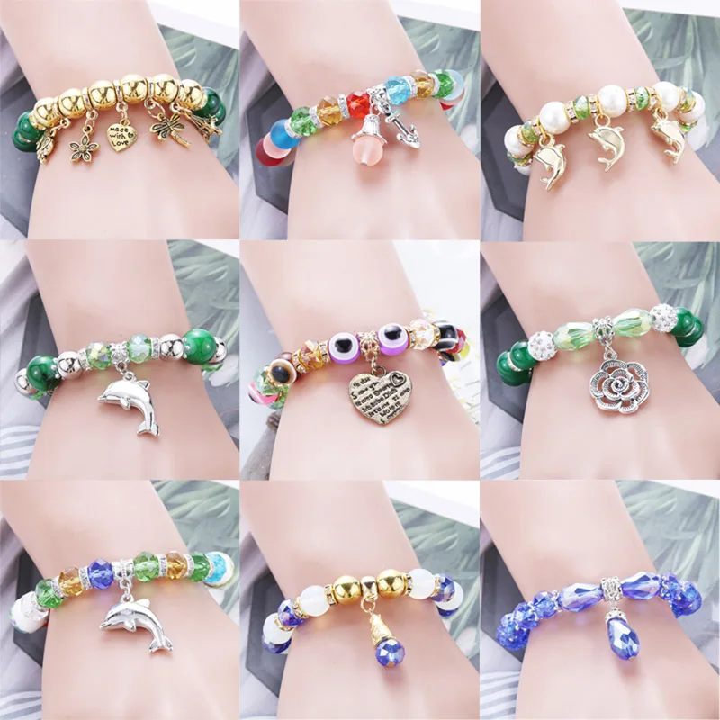 Модный разноцветный браслет в стиле ретро с подвеской из бисера бусины