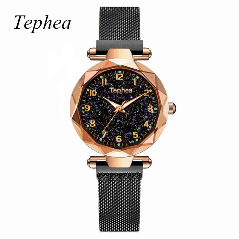 Gold Black Модные женские часы Звездное небо роскошные магнитные женские наручные часы Stardust водонепроницаемые часы со стразами Orologio Donna Новинка - Цвет: Gold Black